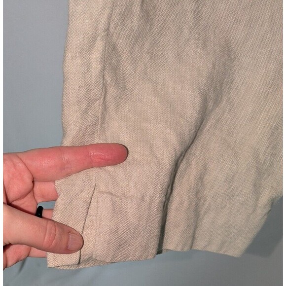 H&M Pants 10 Women's Beige High Rise Straight Leg Linen Blend Ankle Casual - Picture 4 of 8